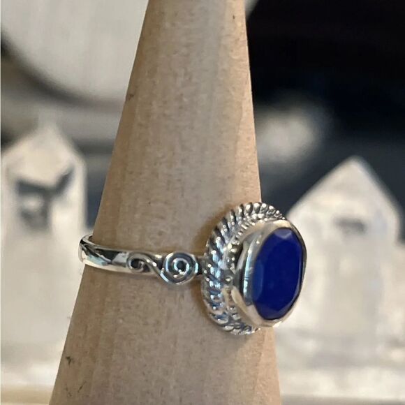 Artesian Crafted Lapis Lazuli Solitaire Ring In Sterling Silver Sz 9 - Picture 3 of 10